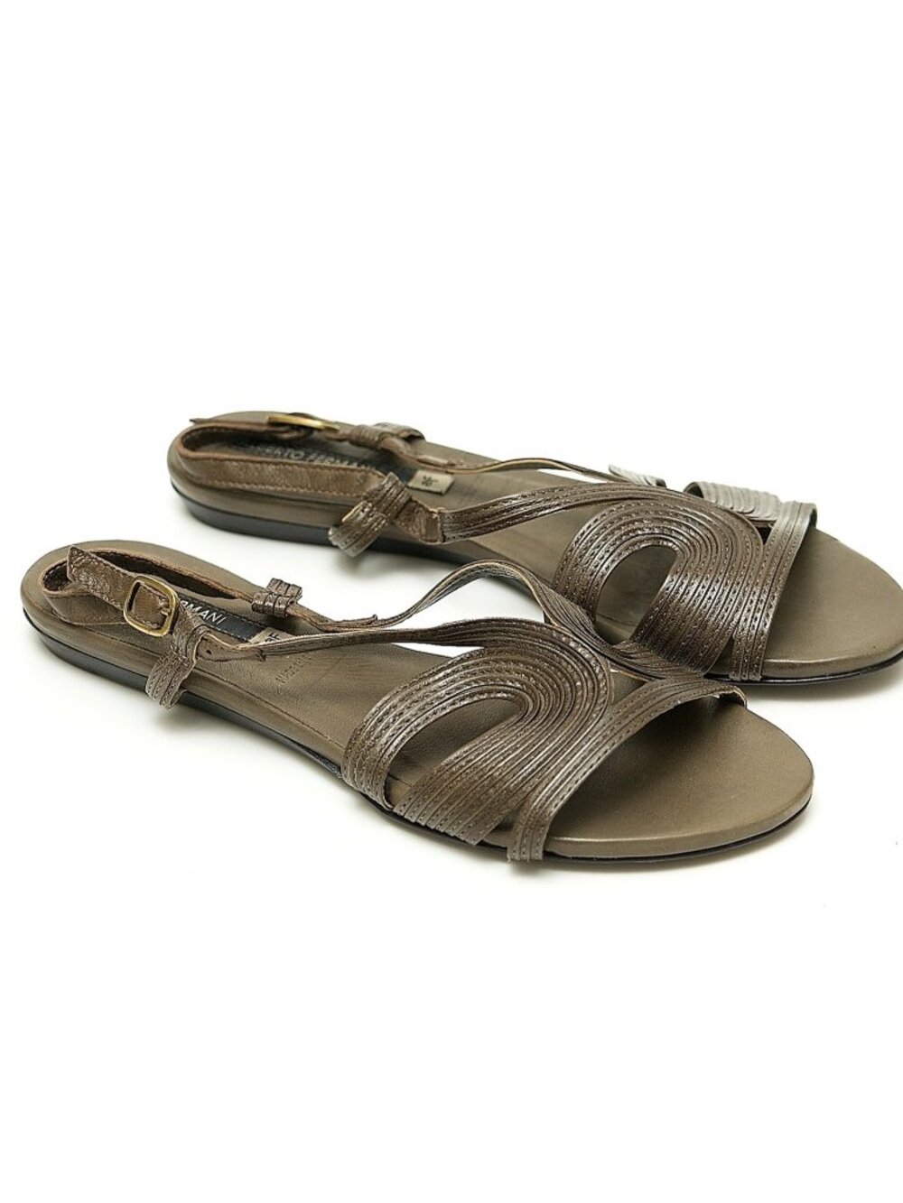 Alberto Fermani Brown Leather Flat Sandals 38.5 EU / 8.5 US Made In Italy